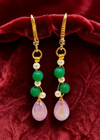 Pink Water Droplet Acrylic Drop Earrings