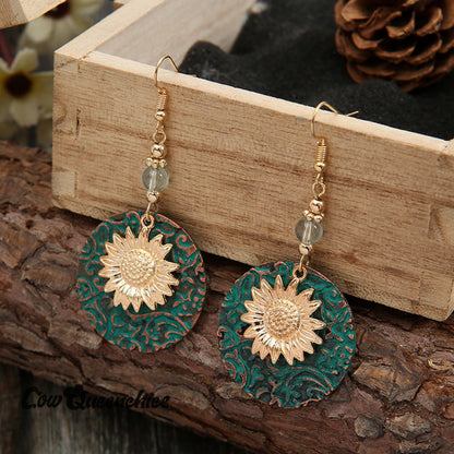 Double-layer Sunflower Pattern Earrings