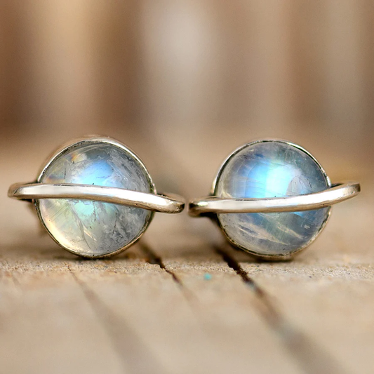 Rounded Moonstone Earrings