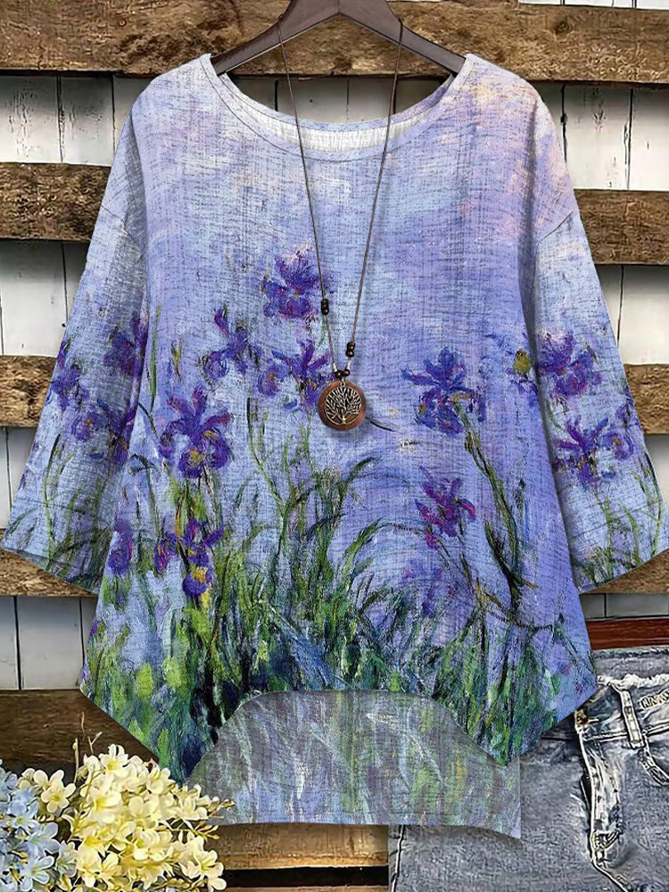Comstylish Women's Flower Print Short Sleeve Top