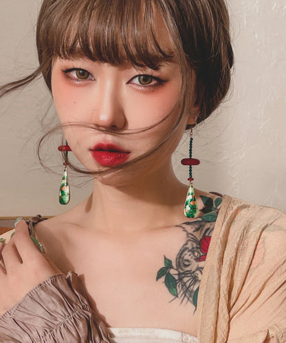 Original Design Crystal Enamel Water Drop Earrings