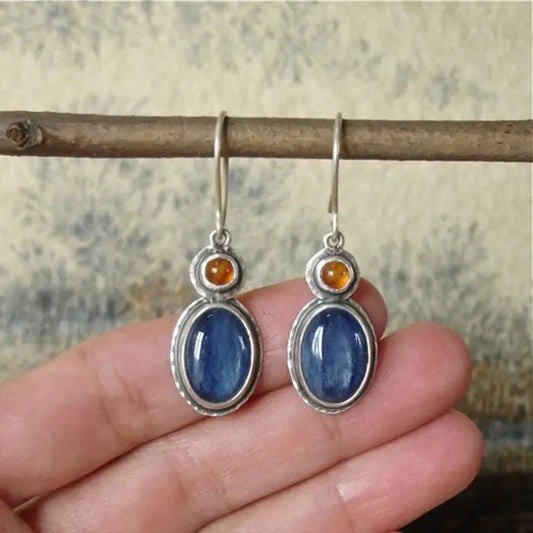 Blue and Orange Earrings