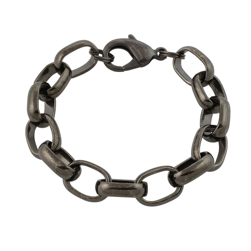 Extra Large Gunmetal 11mm Rolo Chain Bracelet