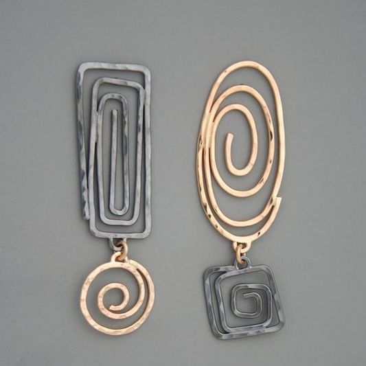 Gold & Silver Spiral Earrings