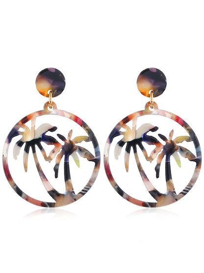 Coconut Tree Leopard Print Beach Earrings
