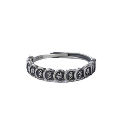 Buddha Stones Copper Coin Design Luck Adjustable Ring
