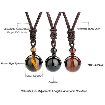 16mm Tiger Eye Protection Necklace for Courage and Balance