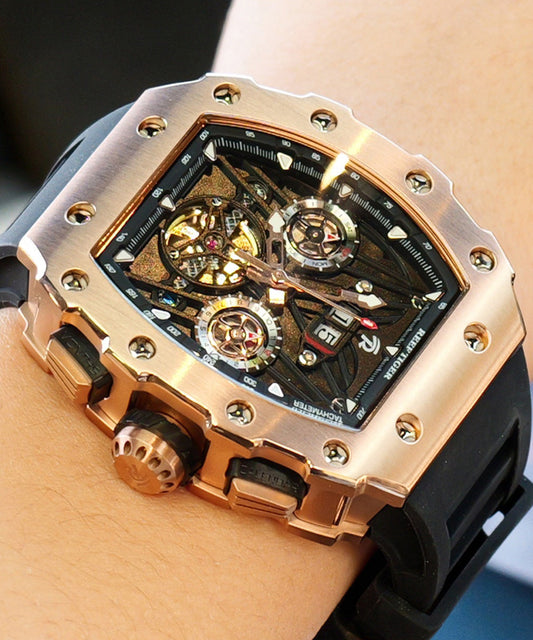 Stylish Gold Silicone Rubber Tempered Glass Quartz Watch