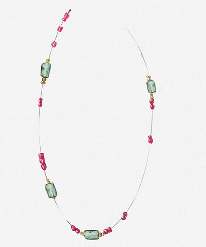 Modern Purple 14k Gold Gem Stone Beading Gratuated Bead Necklace