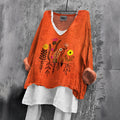 Comstylish Women's Ethnic Floral Art Linen Long-sleeved Shirt