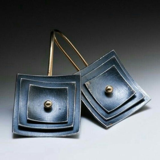 Blue Square Earrings