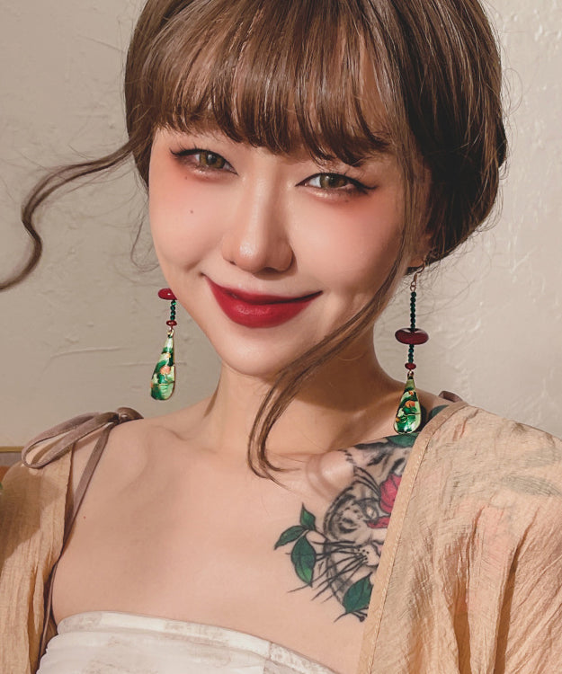 Original Design Crystal Enamel Water Drop Earrings