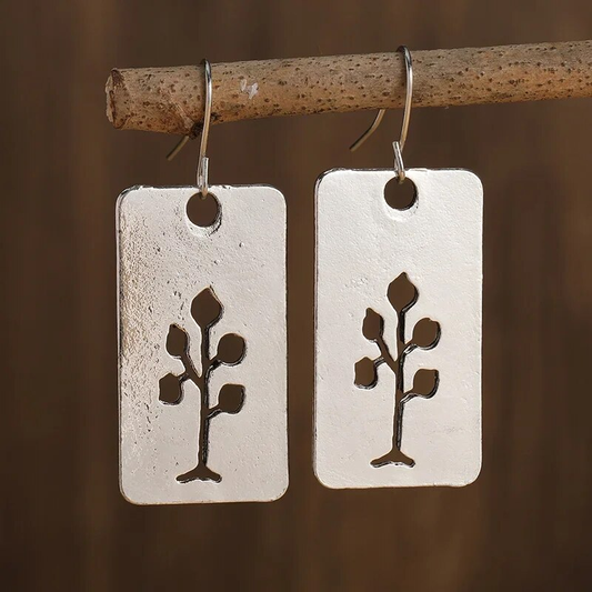 Silver Hollow Tree Earrings