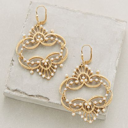 Golden Mandala Pearl Earrings