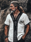 Men's Vintage Viking Inspired Contrast Linen T Shirt elevenforest