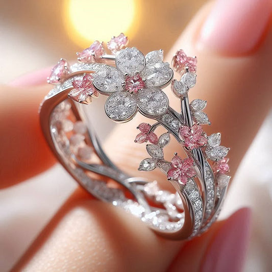 Exotic White Pink Ring