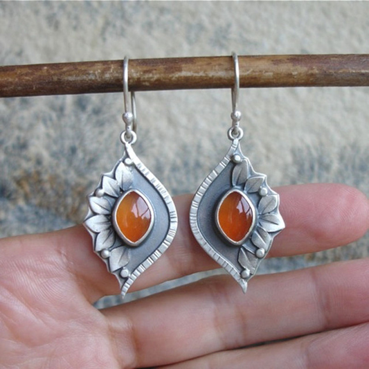 Orange Earrings With Crystals