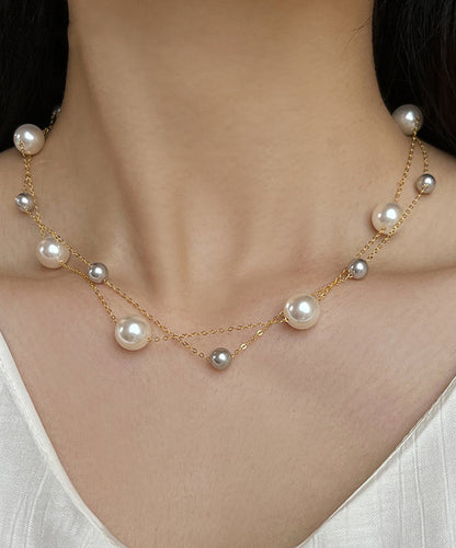 New Pearl 14k Gold Layered Light Necklace