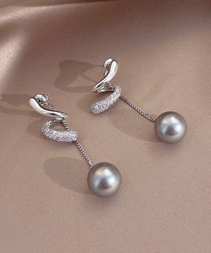 Diy Silk Sterling Silver Zircon Tassel Drop Earrings