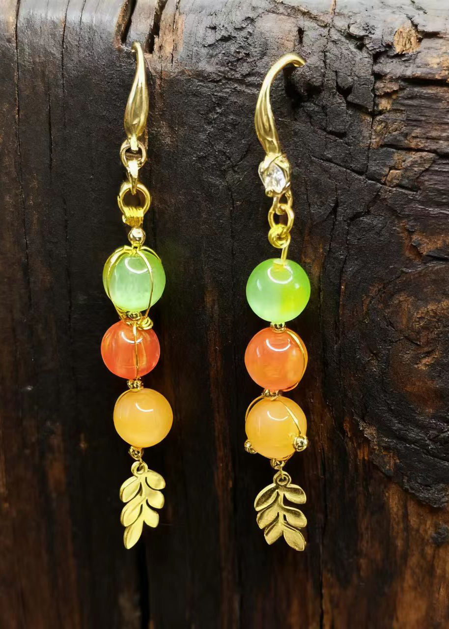 Original Design Rainbow Crystal Oriental Drop Earrings