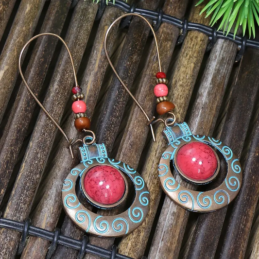 Dangling Red Blue Earrings