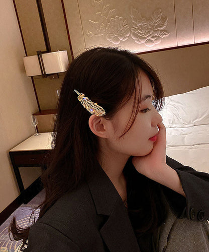 Gold Alloy Pearl Zircon Feather Duck Mouth Hairpin