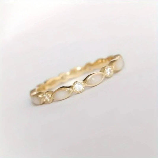 White Opal Zirconia Ring