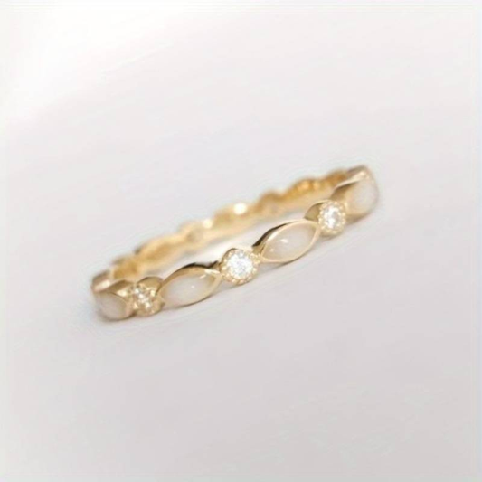 White Opal Zirconia Ring
