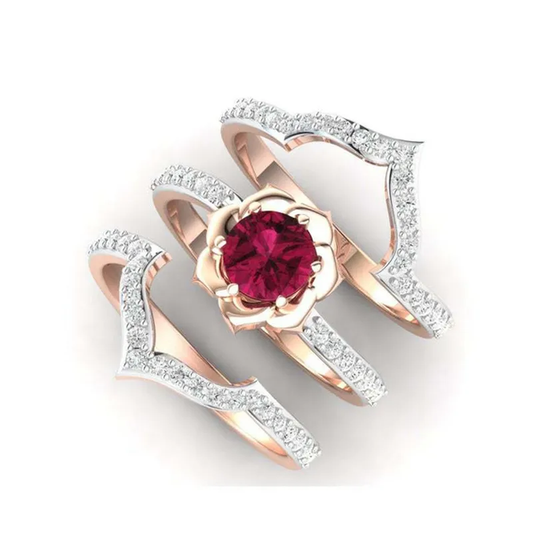 Red Crystal Ring Set