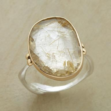 White Glass Silver Ring