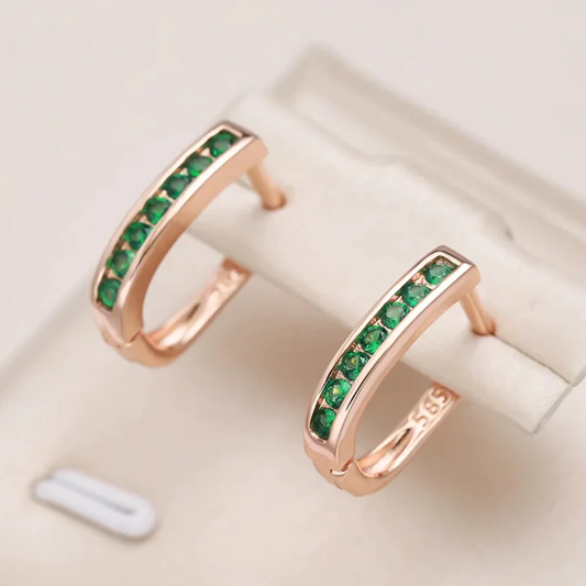Green Inlaid Zirconia Earrings