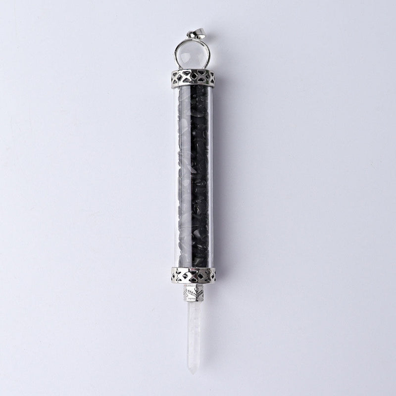 5 Inch Crystal Pendant Filled With Healing Chips