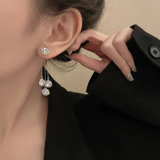 Gold-plated Zircon Triad Earrings