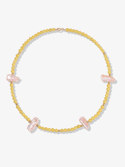 Hera Minimal Gemstone & Pearl Necklace