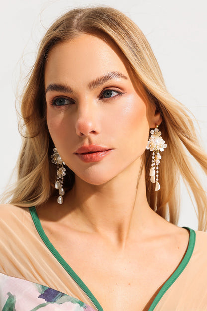 Faux Pearl Tassel Drop Earrings