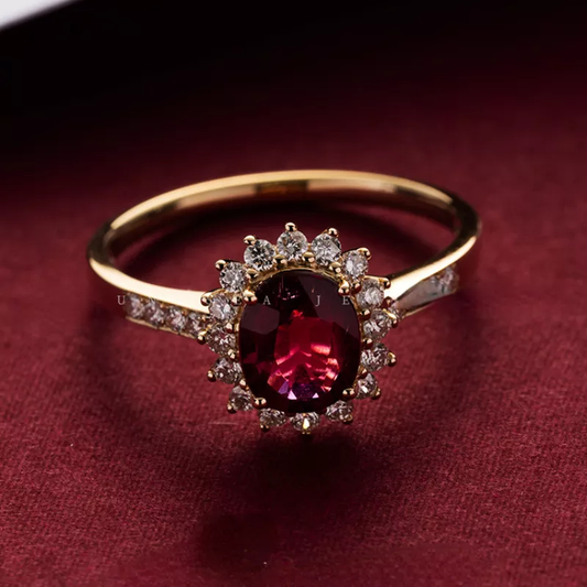 Red Crystal Gold Ring