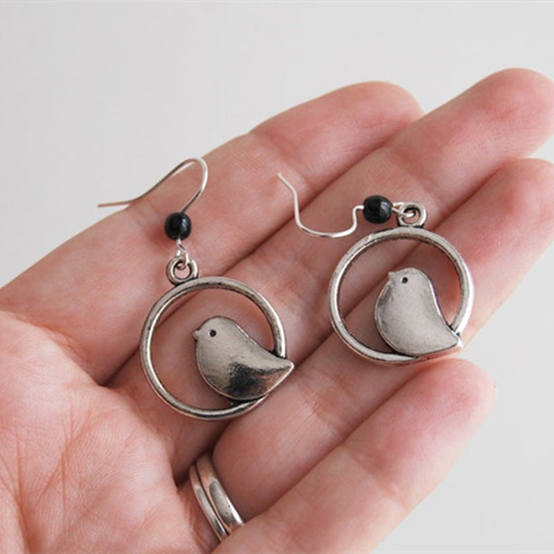 Style Gem Bird Pendant Earrings