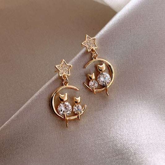 Kitten Family in Ironite Inlaid Earrings
