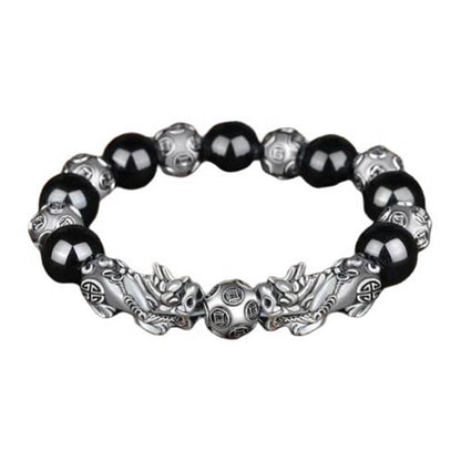 Buddha Stones Tibetan Fengshui Pixiu Obsidian Bracelet