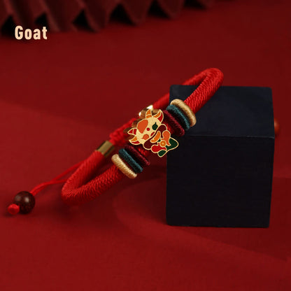 Buddha Stones Handmade 925 Sterling Silver Year of the Dragon Chinese Zodiac Luck Braided Red Bracelet