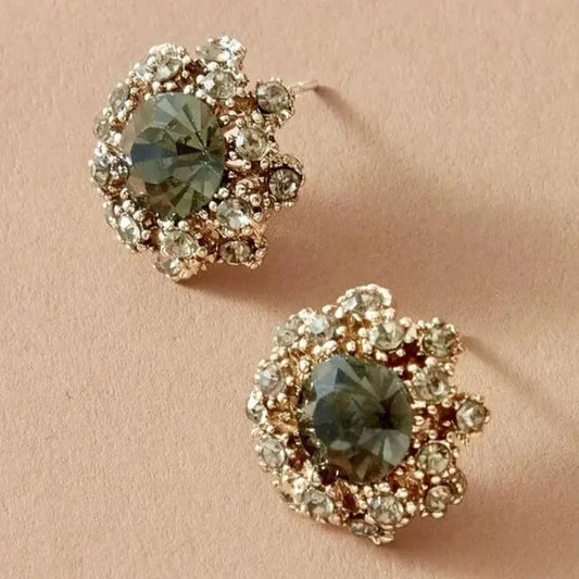 Green Shiny Round Earrings
