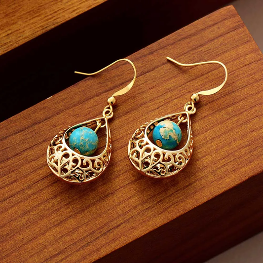 Hollow Gold Drop Earth Earrings
