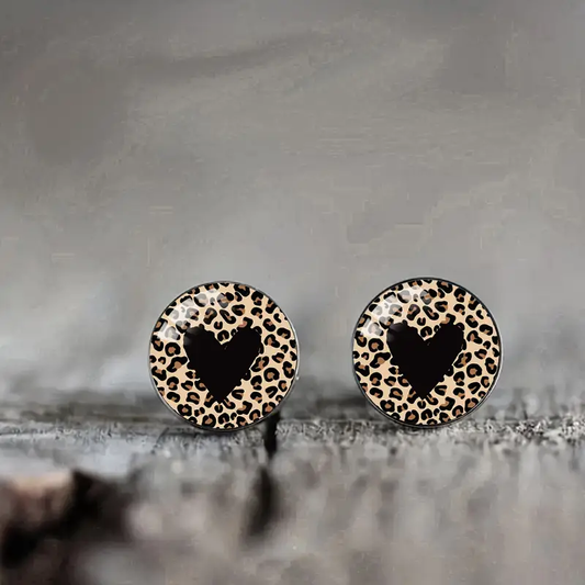 Rounded Black Heart Earrings