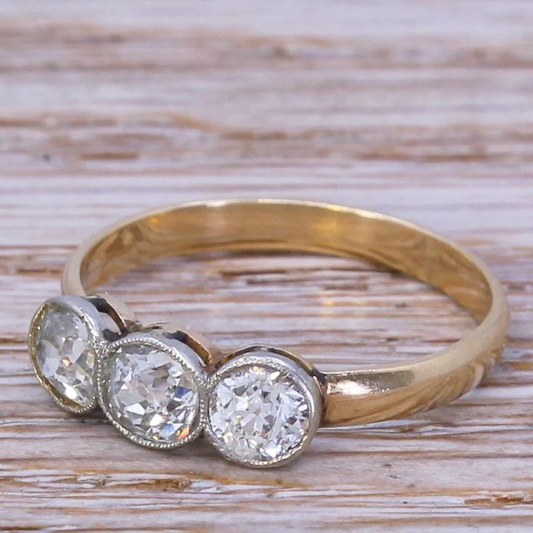 Triple Crystal Gold Ring