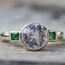 Zirconia & Green Crystal Ring