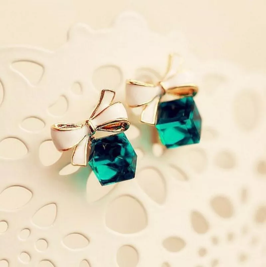 Turquoise Crystal Box Earrings