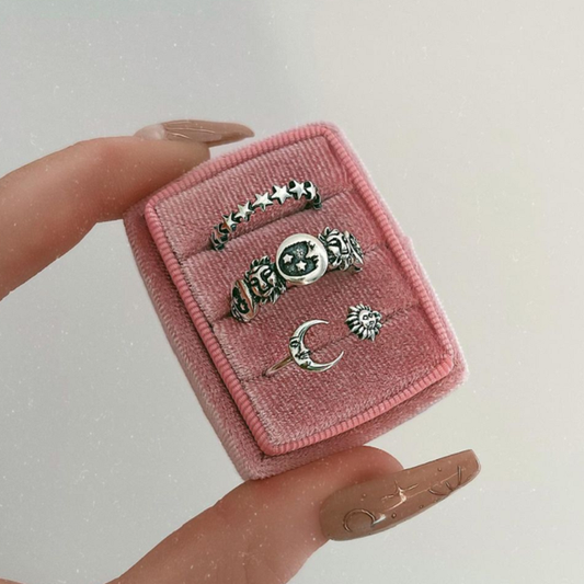 Silver Moon and Star Ring Pack