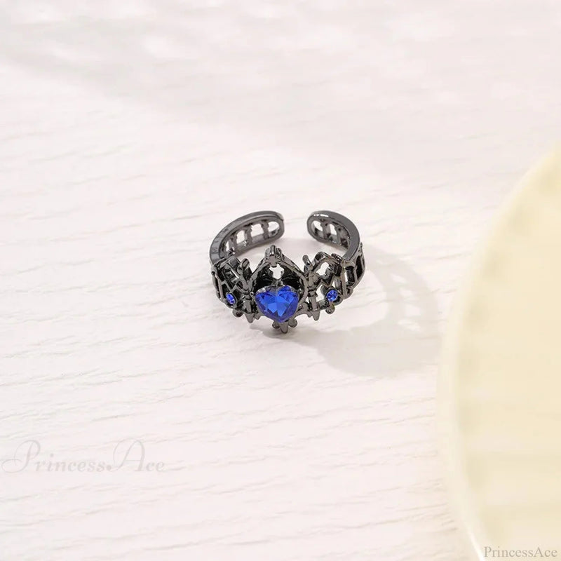 Kpop Y2k Crystal Heart Changeable Gothic Ring