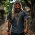 Men's  Viking Celtic Knot Art Linen Blend Shirt elevenforest