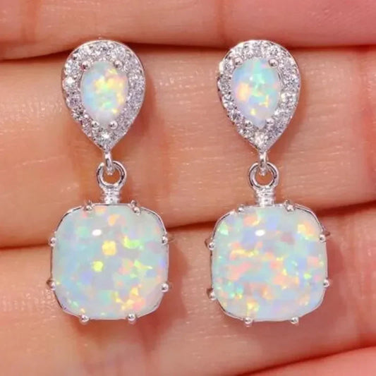 White Opal Zirconia Earrings